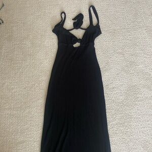 L Space black tight ribbed midi dress. Size medium, scoop back.